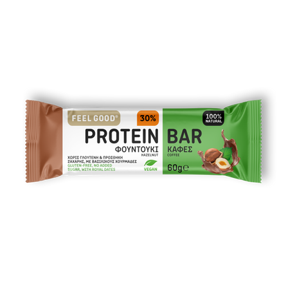 Feel Good Coffee Hazelnut protein bar 60g, 24% real hazelnuts, real coffee extract, vegan